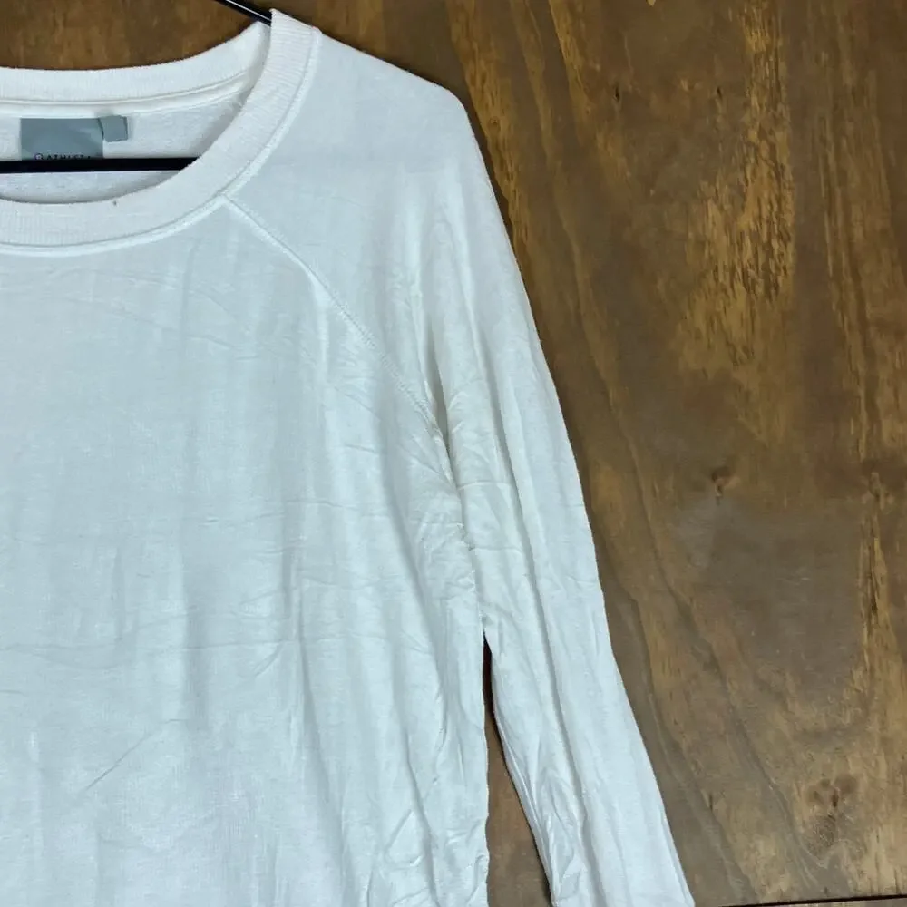 Athleta Womens Sweatshirt White Pull Over Crew Neck Long Sleeve Stretch Small - Picture 5 of 13